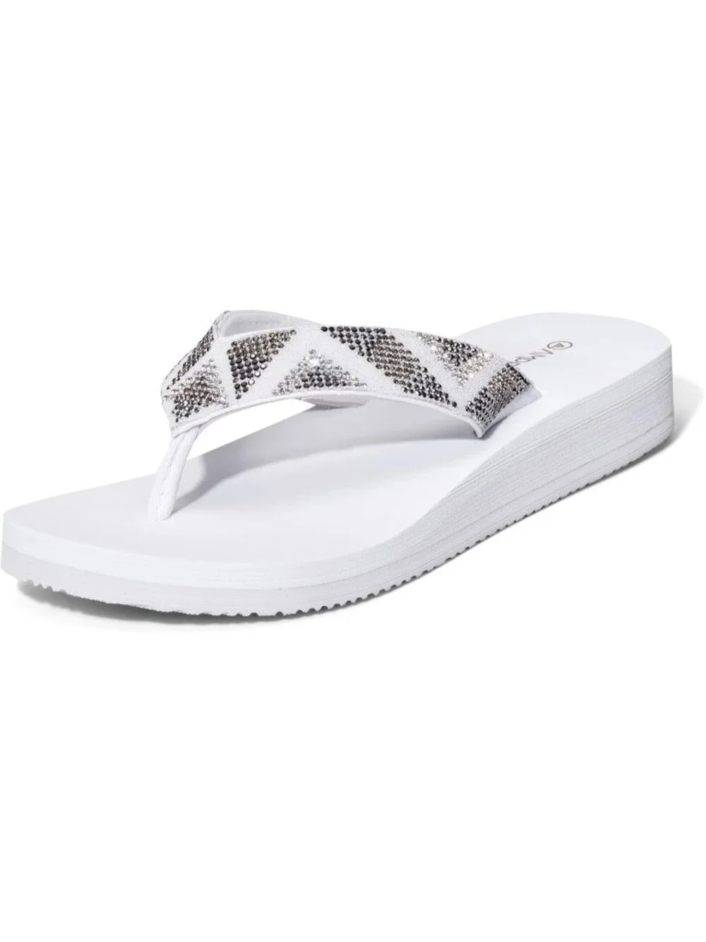 Women's Gemstone White Comfortable Flip Flops Summer Casual Beach Thong Sandals